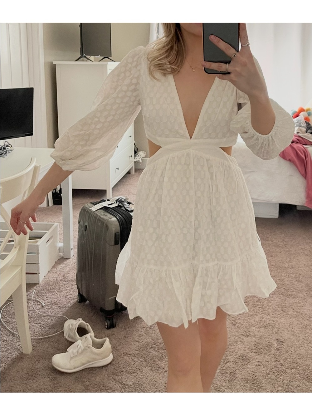 Hello Molly White Eyelet Cutout Dress